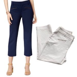 Style & co Riveted Casual Trousers White Cropped S